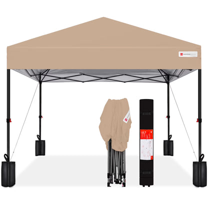 Best Choice Products 12x12ft Easy Setup Pop Up Canopy w/ 1-Button Setup, Wheeled Case, 4 Weight Bags - Navy Blue