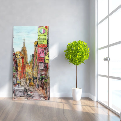 Empire Art Direct Blue Splash Frameless Free Floating Tempered Glass Panel Graphic Wall Art, 72" x 36", Ready to Hang