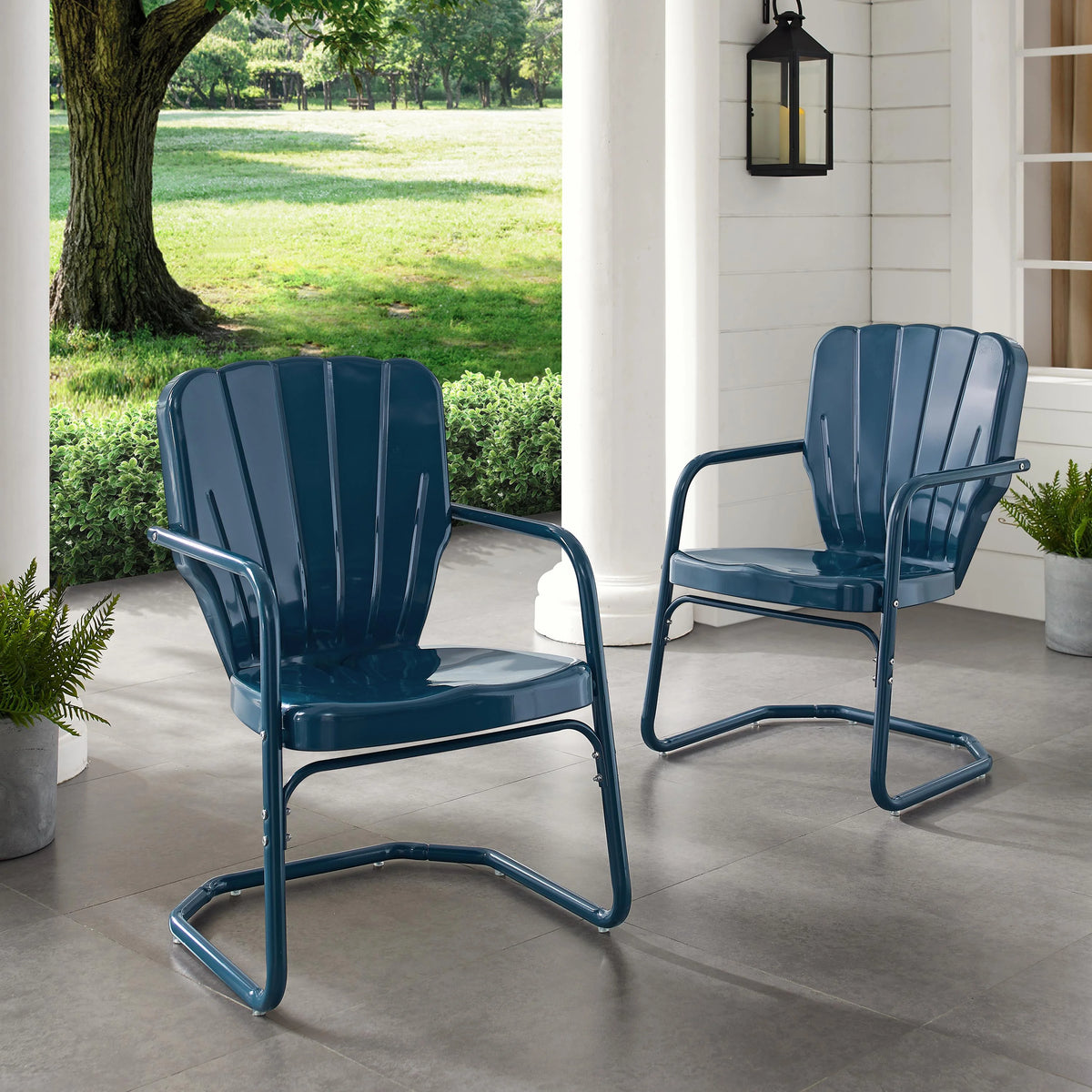 Crosley Ridgeland 2Pc Outdoor Metal Armchair Set - 2 Chairs-Color:Bright Red Gloss