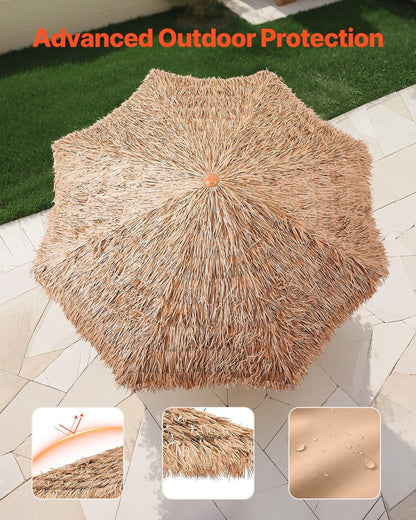 Tiki Umbrella Thatched Patio Umbrella 9 ft Poolside Patio Beach Umbrella