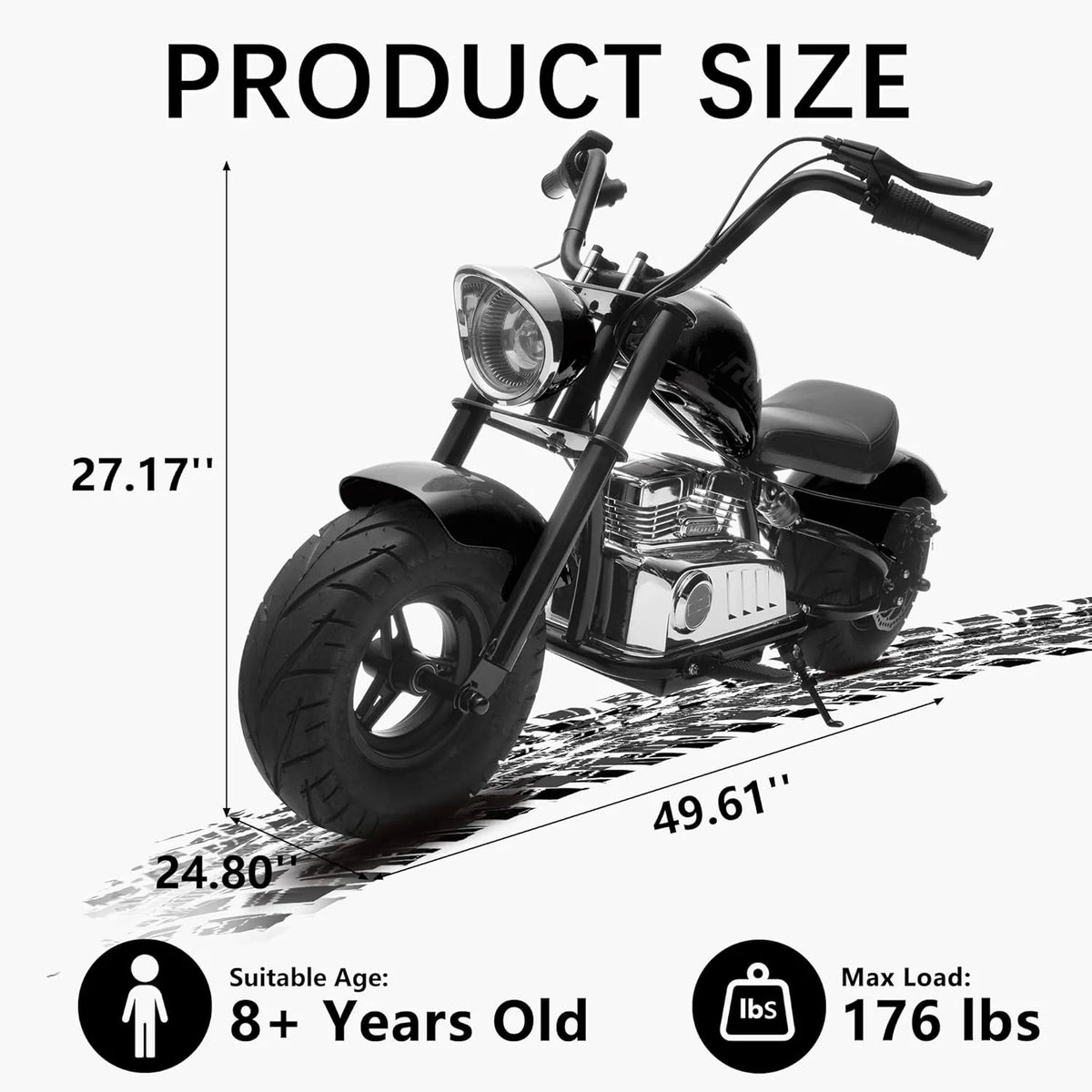 DEYGIA 24V 250W Kids Electric Dirt Bike, 12.5 MPH & 10-Mile Range, 176lb Capacity, Dual Suspension + Disc Brake, Twist Throttle - Electric Motorbike for Ages 8-14