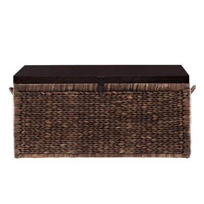 Samford Water Hyacinth Storage Trunk, Blackwashed with Espresso