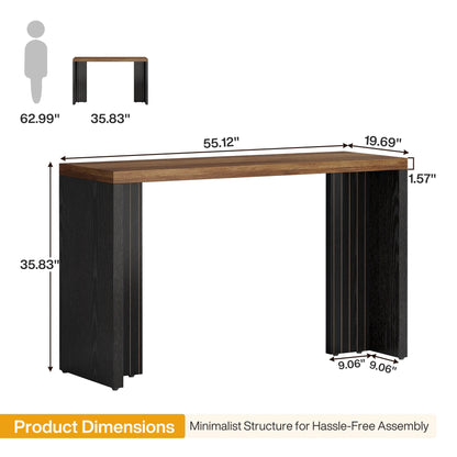 Tribesigns 55.12-Inch Bar Table, Home Bar Unit with a Faux Marble Finished Tabletop, Modern Freestanding Mini Bar for Home Kitchen, Living Room, Balcony, Basement, Walnut & White