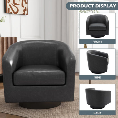 UIXE Swivel Accent Chair, Upholstered Fabric Barrel Chair for Living Room, Small Single Sofa Bedroom Reading Seat, Light Gray