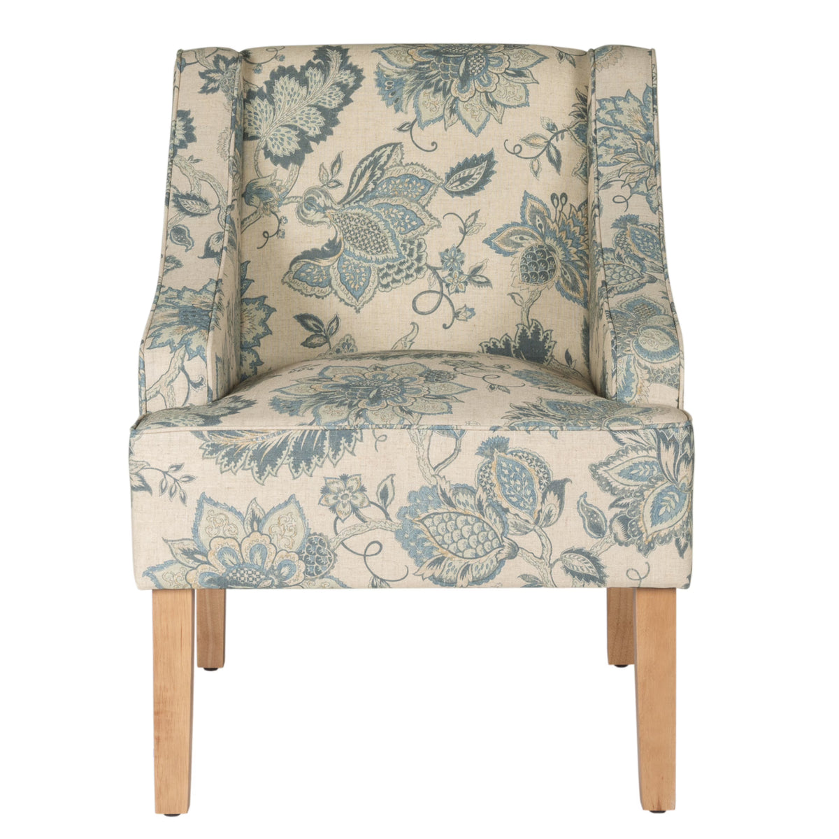 HomePop Classic Swoop Accent Chair - Blue and White Damask
