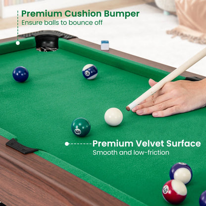 Costway 48" Pool Table for Kids & Adults with Full Set of Balls 2 Cue Sticks 2 Chalks Green