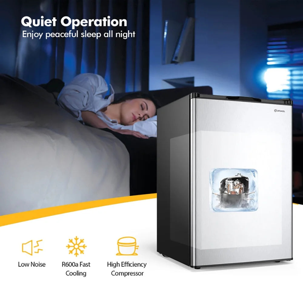 Spaco 3 Cubic Feet Compact Upright Freezer with Stainless Steel Door, Compact Refrigerator for Dorm, Office, Bedroom