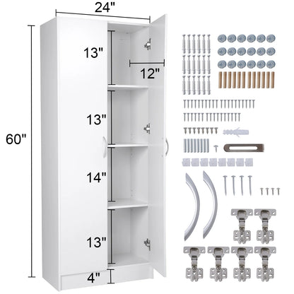 KFFKFF Kitchen Pantry Cabinet with Doors and Adjustable Shelves ��24" x 12" x 60" Tall Food Pantry Storage Cabinet for Kitchen, Living Room and Dinning Room 110LB Loading