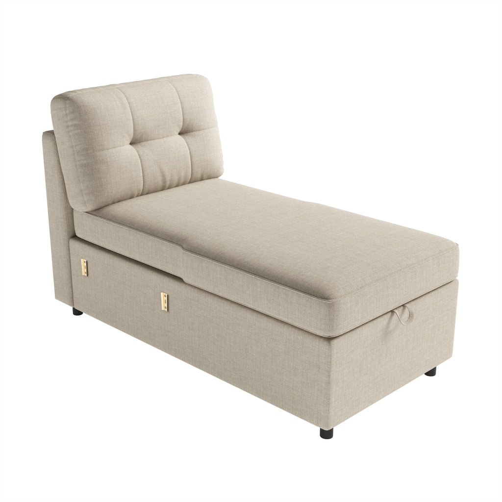 VANACC Sectional Sofa Bed with Storage and Soft Seat ,Reversible Pull Out Couch for Living Room,Beige