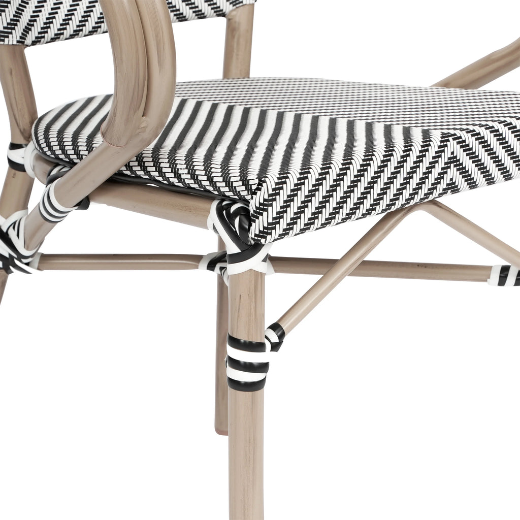 Flash Furniture Marseille Indoor/Outdoor French Bistro Stacking Chair with Arms Black/Natural