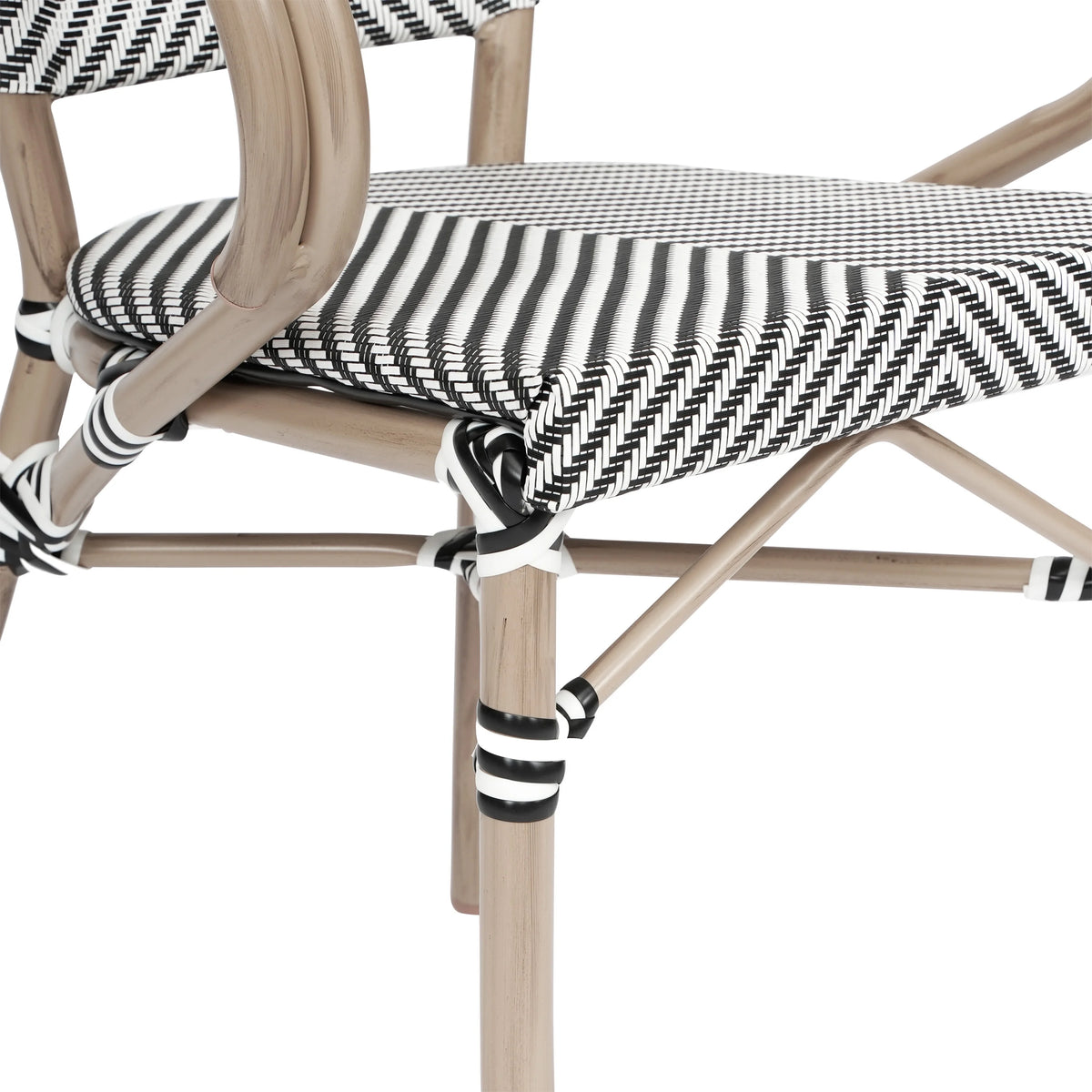 Flash Furniture Marseille Indoor/Outdoor French Bistro Stacking Chair with Arms Black/Natural