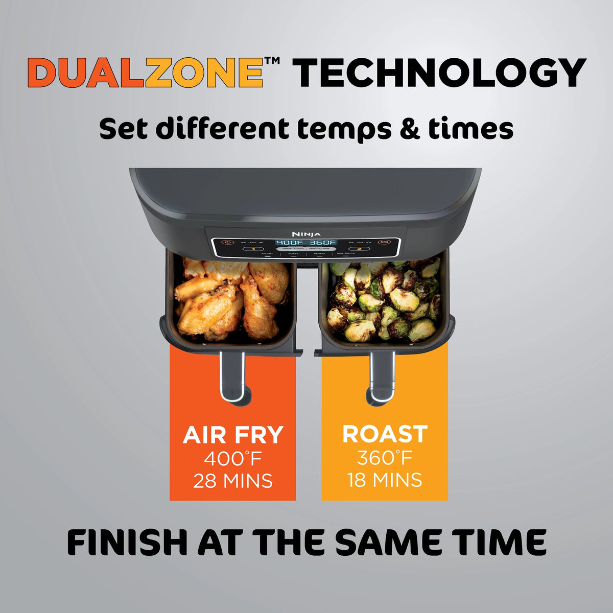 Ninja Foodi 4 in1 8-Quart. 2 Basket Air Fryer with DualZone Technology Air Fry, Roast, and More, DZ100WM