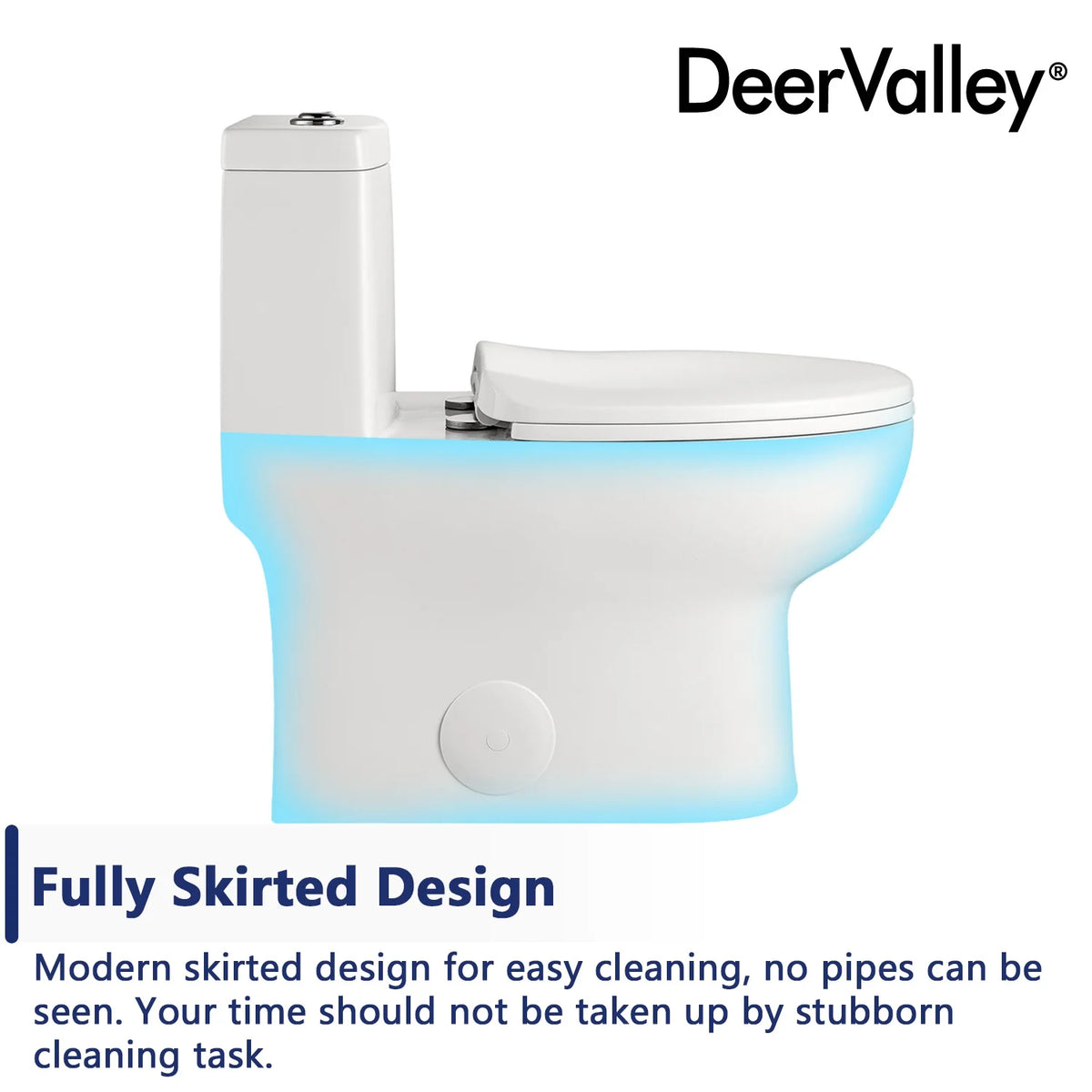 DeerValley Ally 10 in. Rough in Size 1-Piece 0.8/1.28 GPF Dual Flush Elongated Toilet in White, Seat Included