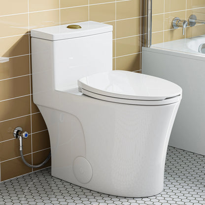 HOROW Compact One Piece Toilet with Comfort Seat ADA Height 17.3" Elongated Dual Flush 0.8/1.28 GPF