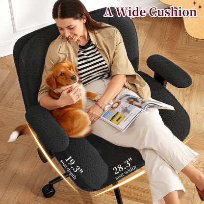 Romorgniz Criss Cross Chair with Adjustable Arms & Lumbar Support Office Chair with Reclining Back, Thick Cushion & Wheels for Office, Gaming, Reading, Vanity, Off-White