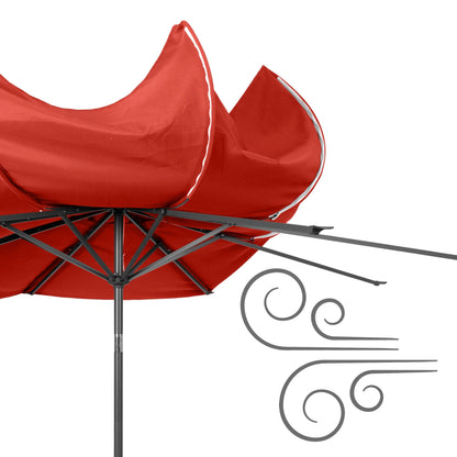 CorLiving 10 Foot Wind Resistant Patio Umbrella, Outdoor Parasol with Crank Tilt, Round Market Umbrella for Patio, Umbrella with Crank, Tilt Umbrella, Outdoor Umbrella, Turquoise