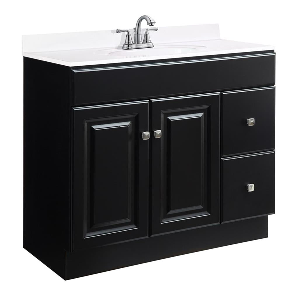 Design House Wyndham 36" Solid Wood Ready to Assemble 2-Door and 2-Drawer Bathroom Vanity Cabinet, White