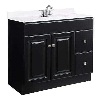 Design House Wyndham 36" Solid Wood Ready to Assemble 2-Door and 2-Drawer Bathroom Vanity Cabinet, White