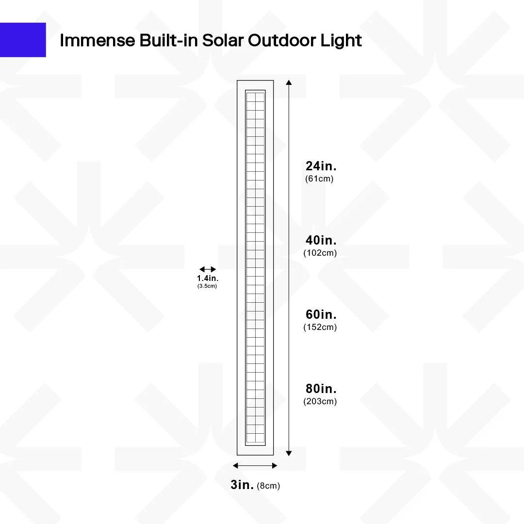 Ozarke Immense Built-in Solar Outdoor Light - Weather Resistant Solar Powered IP65/IP67 Rating -24 Inches