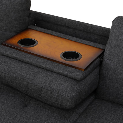 Aukfa 3 Piece Sectional Sofa, Living Room Couch with Storage Ottoman&Cup Holder, Linen, Right Hand, Purple
