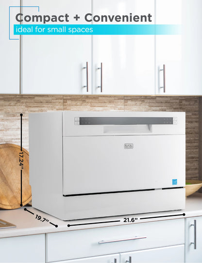 BLACK?Ӕ BCD6W Compact Countertop Dishwasher, 6 Place Settings, White