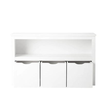Your Zone Kids Toy Storage Cabinet with Three Rolling Bins, White Finish