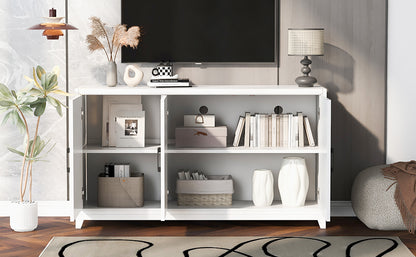 Euroco Modern TV Stand with Adjustable Shelves & Solid Wood Legs �C Media Console Cabinet with Storage for Living Room or Bedroom