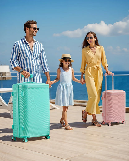 3 Piece Luggage Sets Hard Shell Suitcase Set with Spinner Wheels for Travel Trips Business 20" 24" 28", Rose Gold