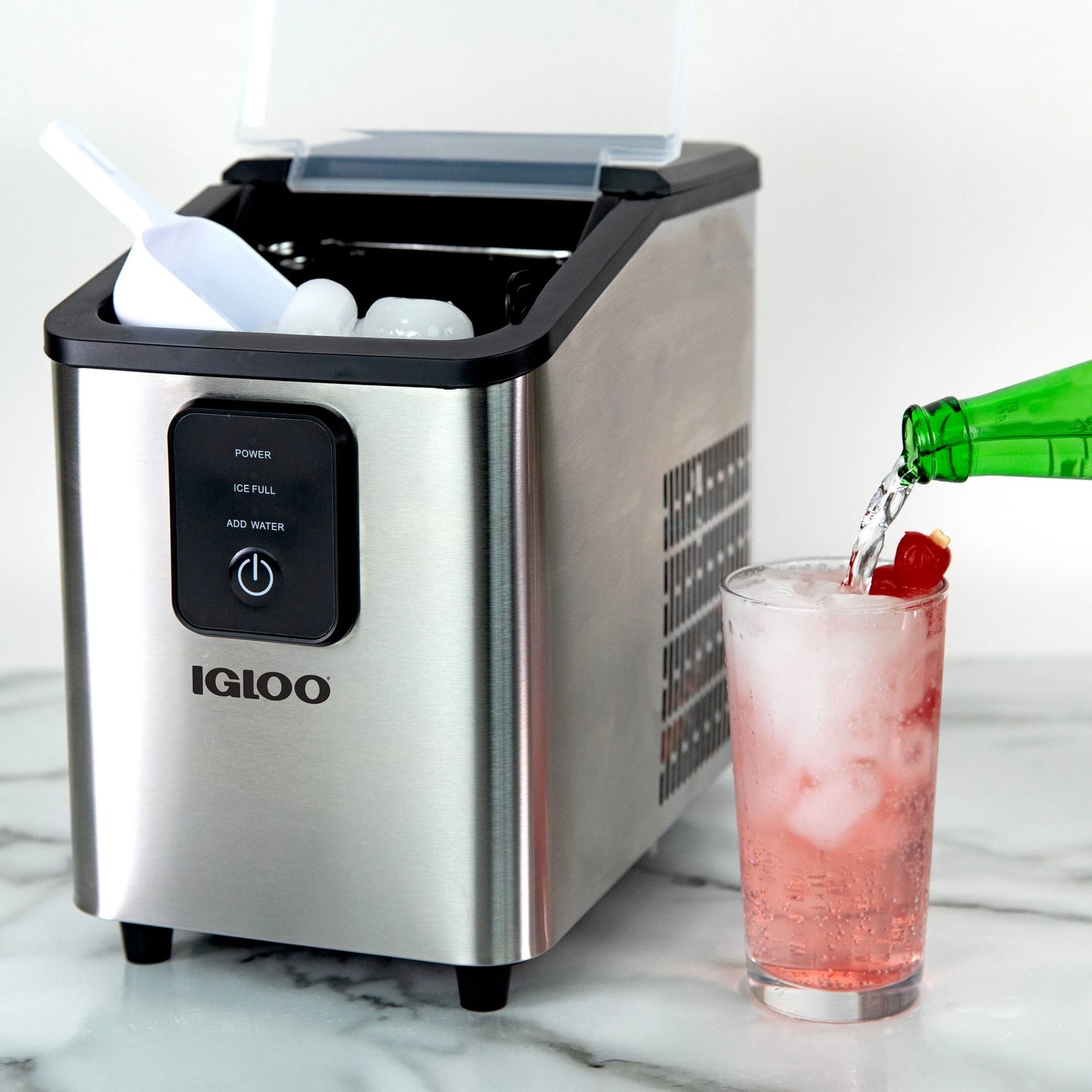 Igloo Self-Cleaning Countertop Ice Maker - Compact and Portable - Creates 26 lbs. Per Day, 8 Pieces Ready Every 7-8 Minutes - Includes Ice Scoop and Basket - Aqua