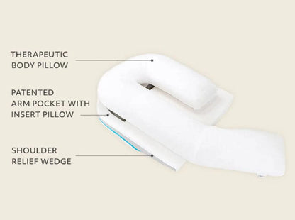 MedCline Shoulder Relief System, Bundle - Bed Wedge & Full Body Shoulder Pillow for Side Sleepers - with Extra Cases - Arm Hole Pocket & Incline Sleep Position - Large - 5'10" & Above, 1 Ct