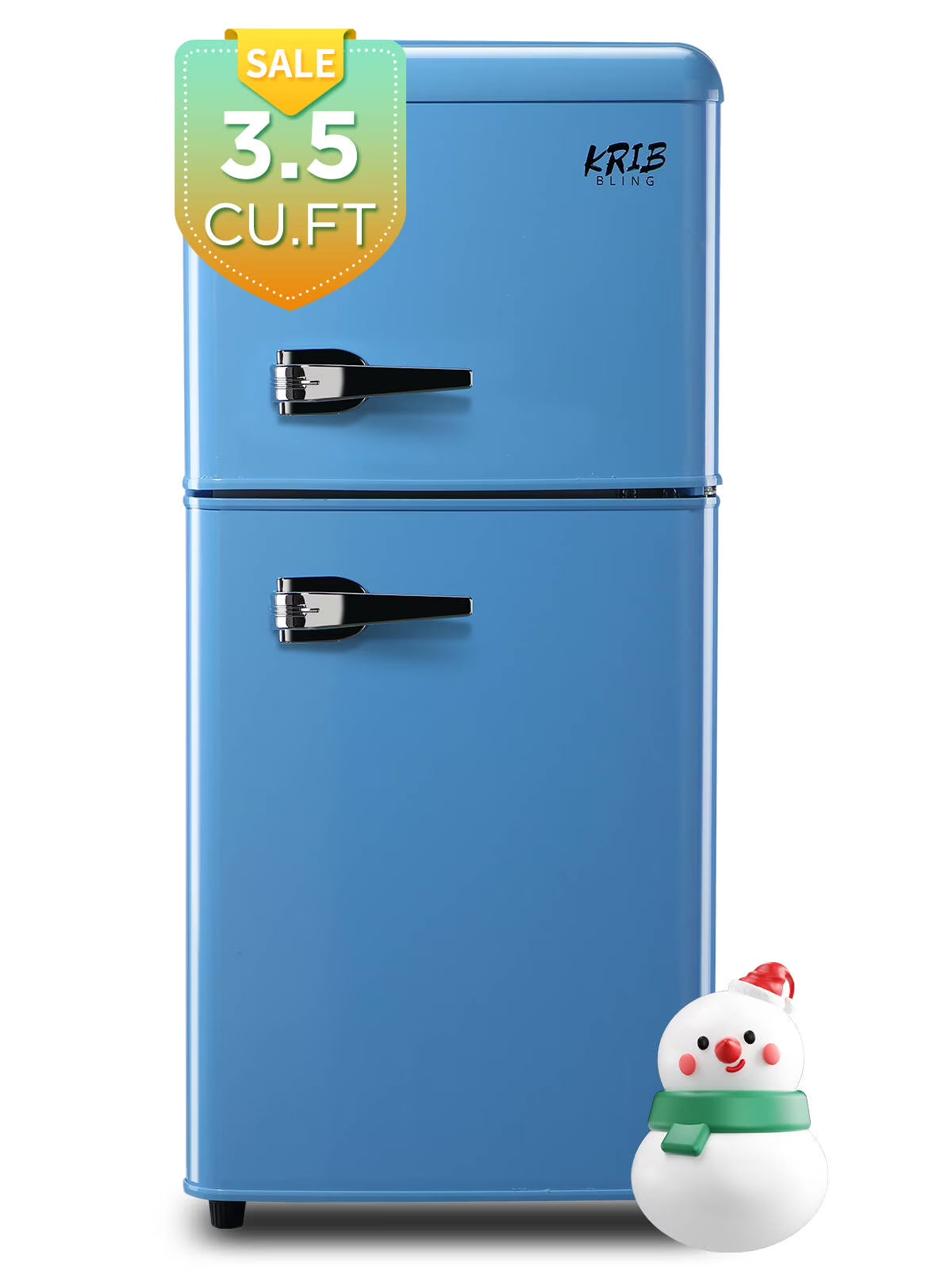Krib B Compact Refrigerator 3.5 Cu.ft, Mini Fridge with Freezer, Modern Fridge with Dual Door, 7 Grade Temperature Adjustment, Silver