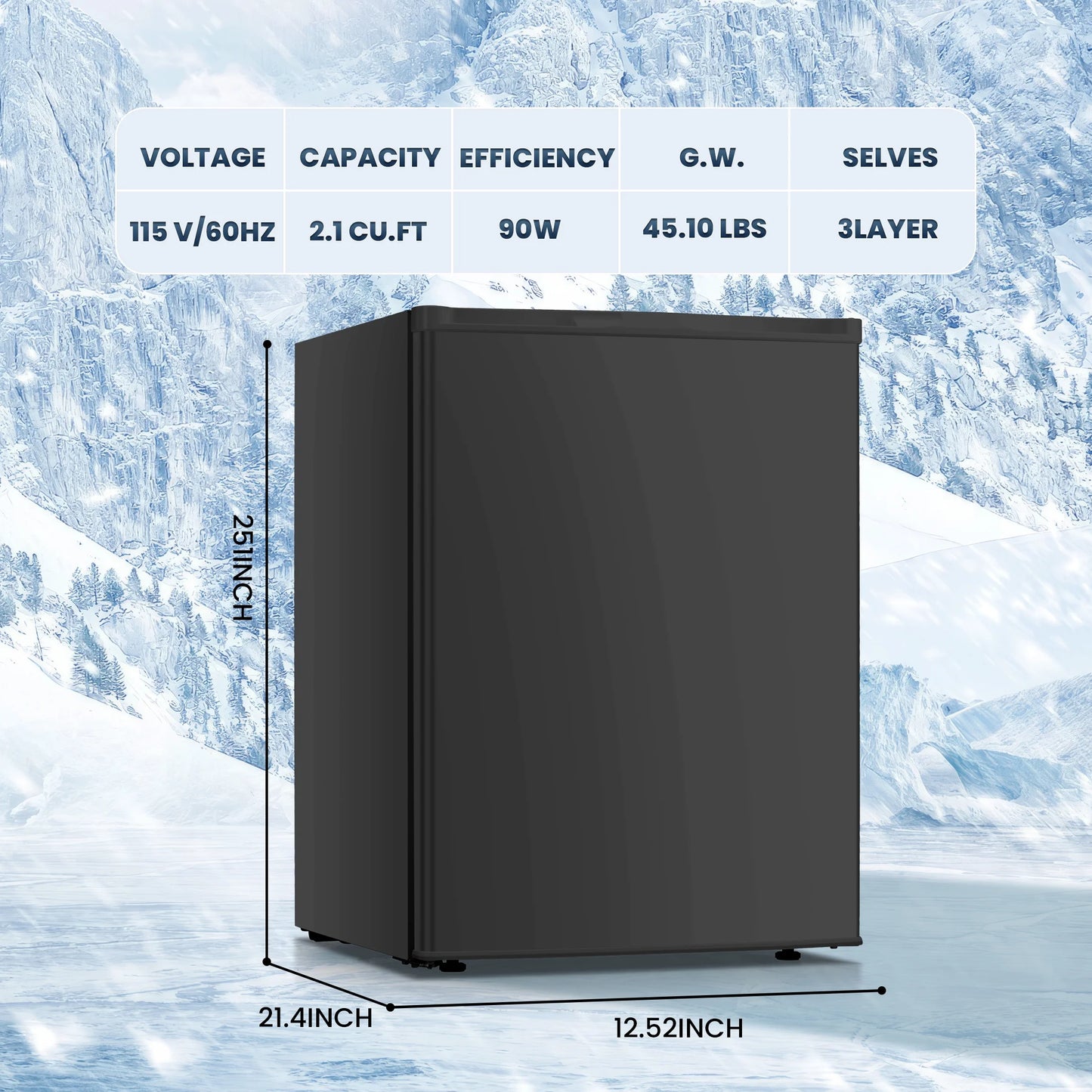 Electactic Upright Freezer, Energy Saving 2.1 Cu.ft Single Door Compact Upright Freezer with Reversible Door(White)