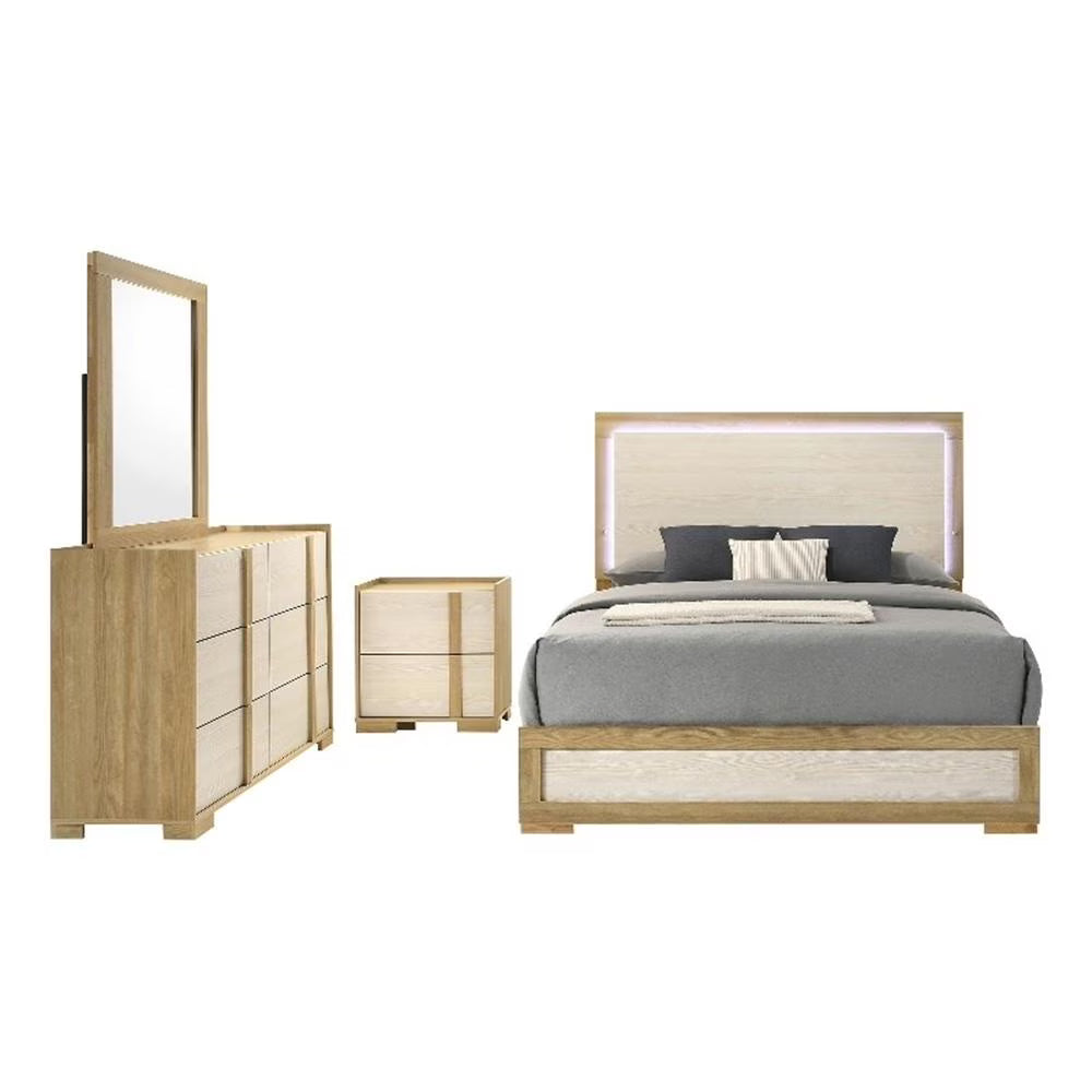 Coaster Hyland 4-Piece Wood Eastern King Bedroom Set in Natural and White