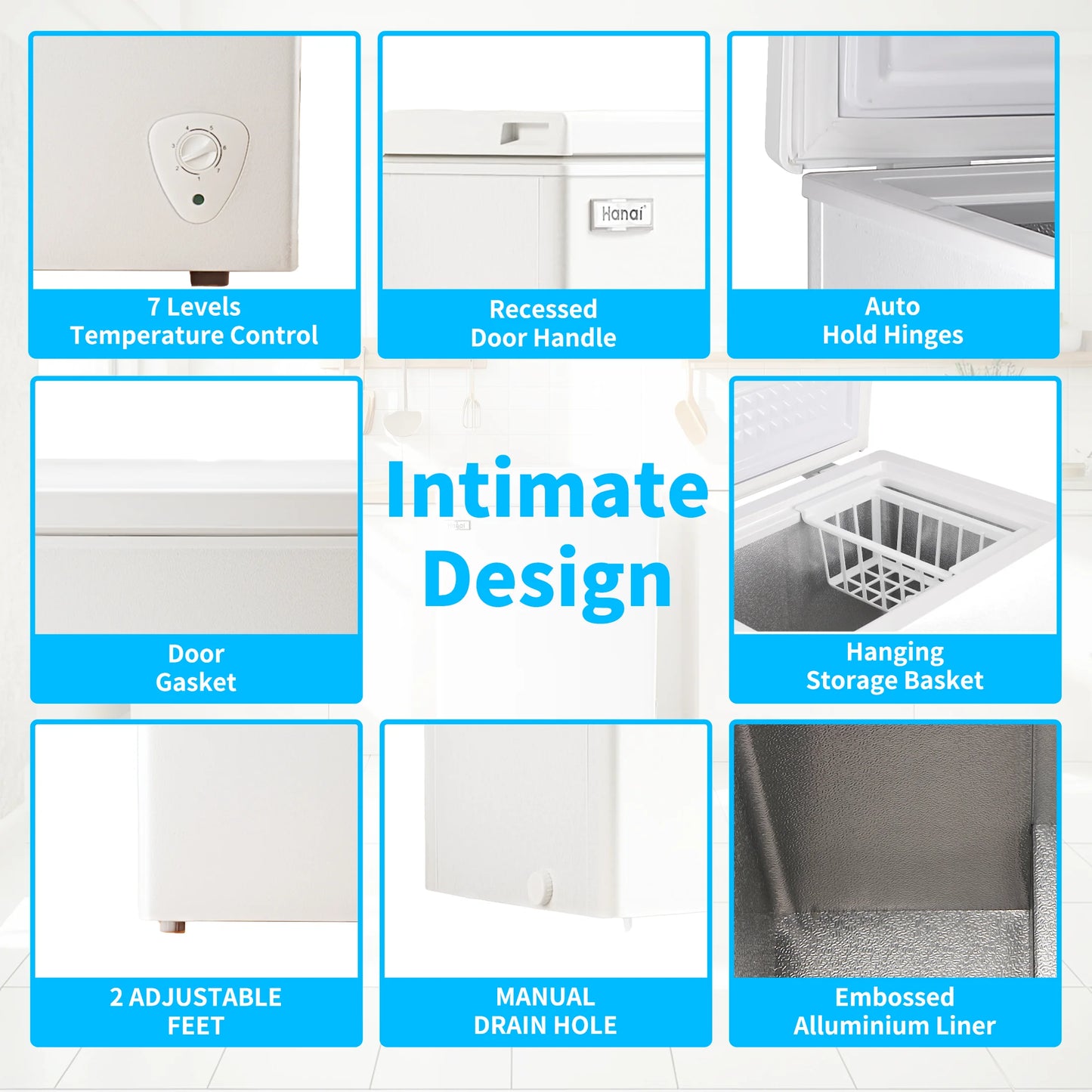 WANAI 3.5 Cu.ft,Chest Freezer,Deep Freezer,Removable Storage Basket Freezer,White