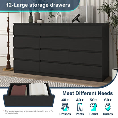 Resenkos Modern Mid Century 6 Drawer Wide Dressers Chests for Bedroom, Chest of Drawer Organizer Grey
