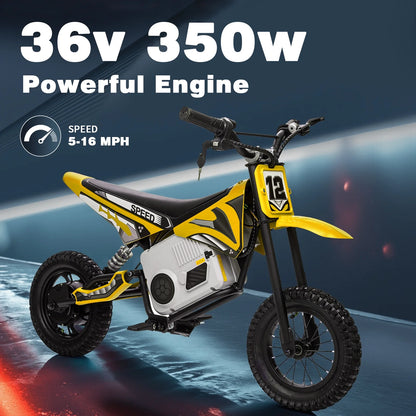 Kerry Yoo C11 36V Electric Dirt Bike for Kids 8-14, 350W Ride on Motorcycle, Electric Motorbike Teens,16 mph, High/Low Speeds-Red