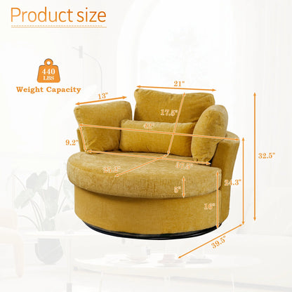 Muumblus Teddy Swivel Accent Barrel Chair, Modern Oversize Sherpa Comfy Round Reading Armchair for Living Room, Ivory