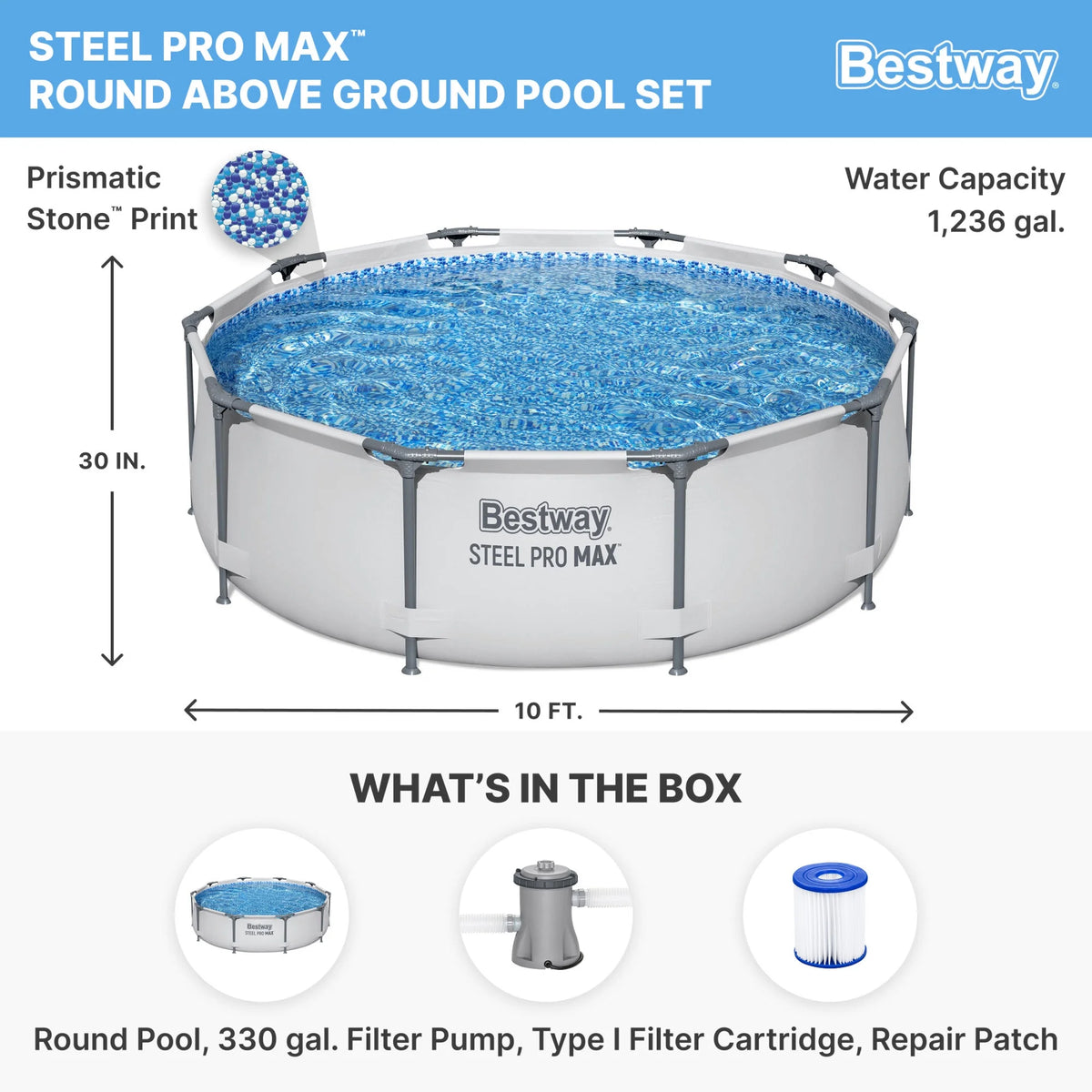 Open Box Bestway 10' x 30" Steel Frame Above Ground Swimming Pool Set (2 Pack)