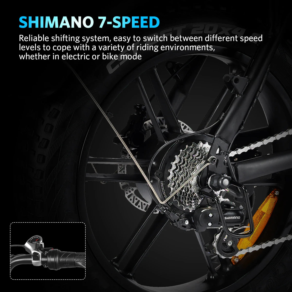 VTOKW Electric Bike for Adults,1000W Peak Motor Adult Electric Bicycle,48V 15.6Ah Battery,Up to 31MPH,20'' Fat Tire Ebike,Dual Disc Brakes Mountain Bike for Cycling,7 Speed E Bike,E-bike UL2849