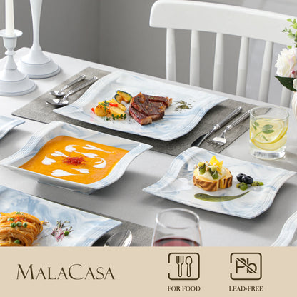 MALACASA Porcelain Tableware Sets, Ivory White, 30-Piece (6 Packs)