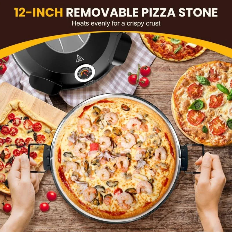 US 2025 Deals For You Days Electric Pizza Oven & Maker, Indoor & Outdoor Portable, 12-Inch Pizza Stone Heats Up to 800��F