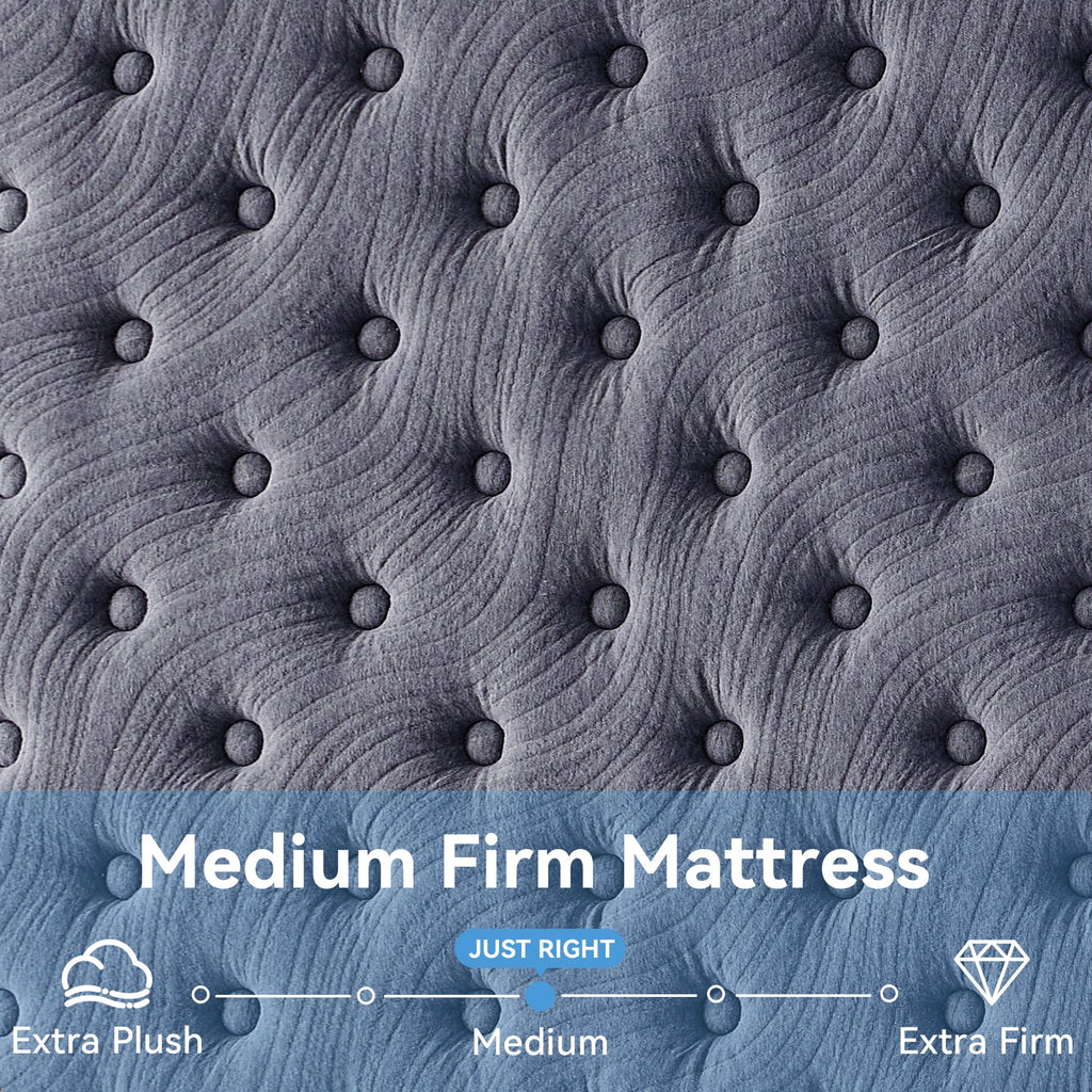 Sailvan Queen Mattress, 12 inch Queen Size Mattress, Hybrid Mattress Queen in a Box, Queen Bed Mattress With Memory Foam & Pocket Spring, Medium Firmness, Edge Support, Gray