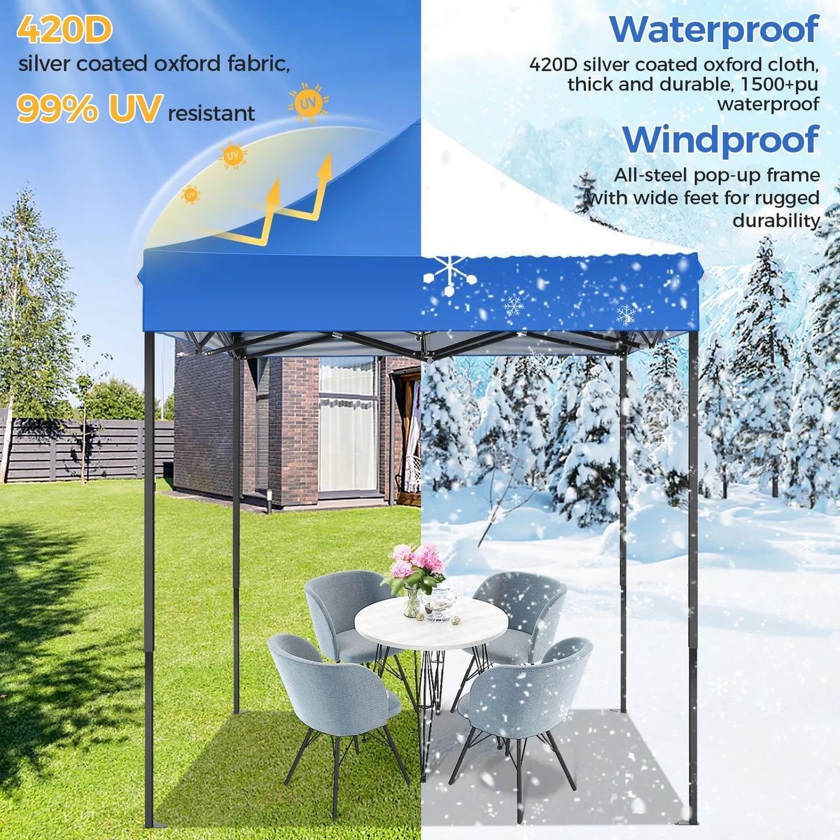 SANOPY 6.6 x 6.6 FT Pop Up Canopy Tent, Heavy Duty Canopy Easy Set up All Weather Waterproof Outdoor Canopy Tent for Parties, Beach, Garden, Camping with 1 Handbag, 3 Adjustable Heights, UPF50+