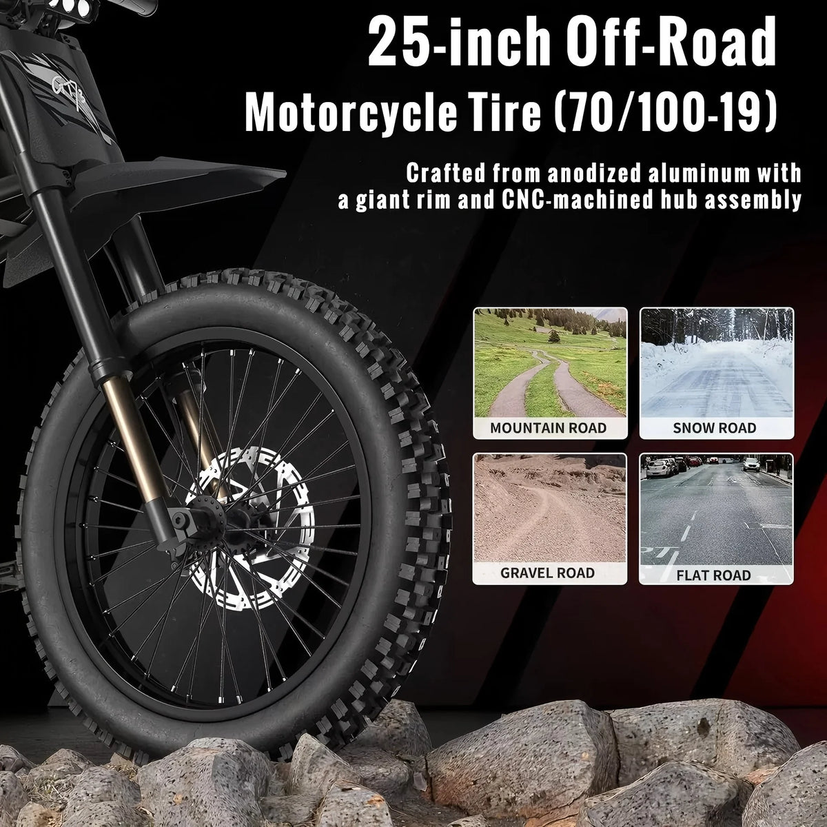 Ridingtimes GT73 Electric Motorbike  2400W 48V 18.2AH*2 Electric BIKE with 25" tires digital screen Carbon Steel,BLACK