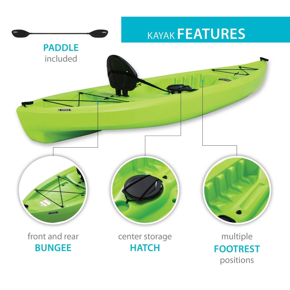Lifetime Tahoma 10 ft Sit-on-Top Kayak, Lime Green (90816)