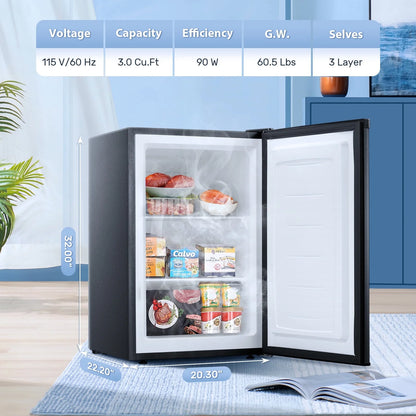 LHRIVER 7.0 cu. ft. Chest Deep Freezer with Adjustable Temperature, Free Standing Top Open Door Compact Freezer with 3 Removable Basket for Kitchen, Home, Bar, Garage, Office
