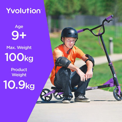 Yvolution Y Fliker C5. Foldable Drift Swing Scooter Kids Age 9+ Years. Purple. Unisex. Weight 24lbs