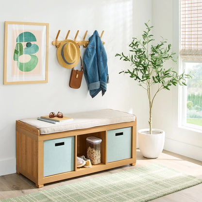 Better Homes & Gardens 3-Cube Storage Bench, White Texture