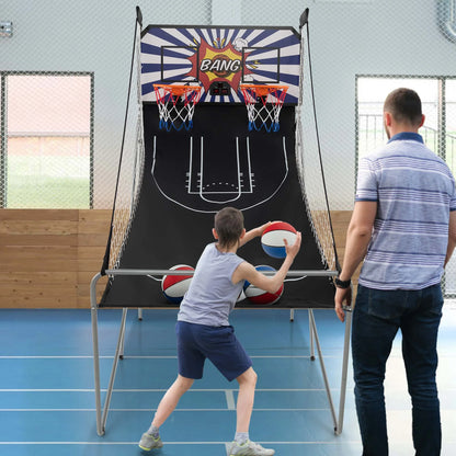 Costway Dual Shot Basketball Arcade Game with 8 Game Modes Electronic Scoring Blue