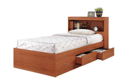 Hodedah Twin-Size Captain Bed with 3-Drawers and Headboard in White